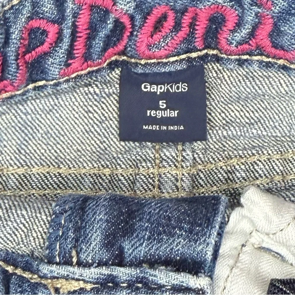 GAP Blue Denim Skirt with Pink Embroidery